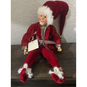 William Glen Christmas Elf JESTER 12” Tall Vintage Bendable Legs Moving Arms